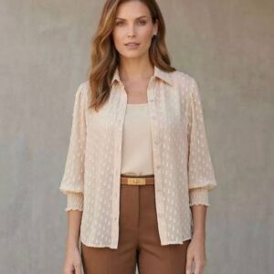 Twin set regata fluida com camisa em devore e manga 7/8